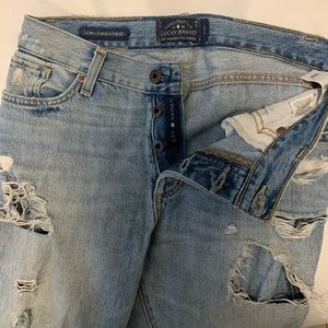 Lucky Brand Jeans - Sienna Slim Boyfriend jeans in distressed blue, size 2 / 26